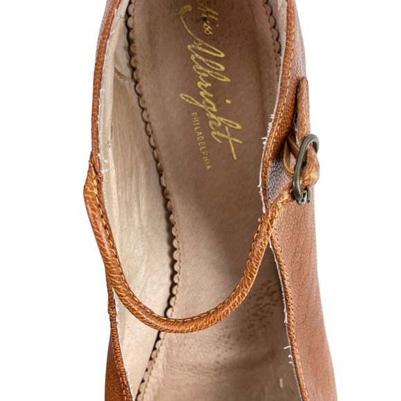 *Vintage Miss Albright Mary Jane Heels Womens 10 Brown Rockabilly Velvet Bow - Picture 11 of 16